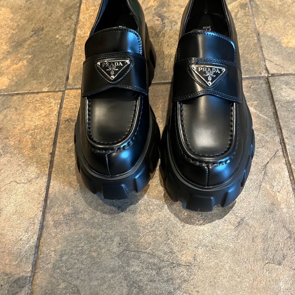 Prada Men's Glossy Black Slip-On Loafers